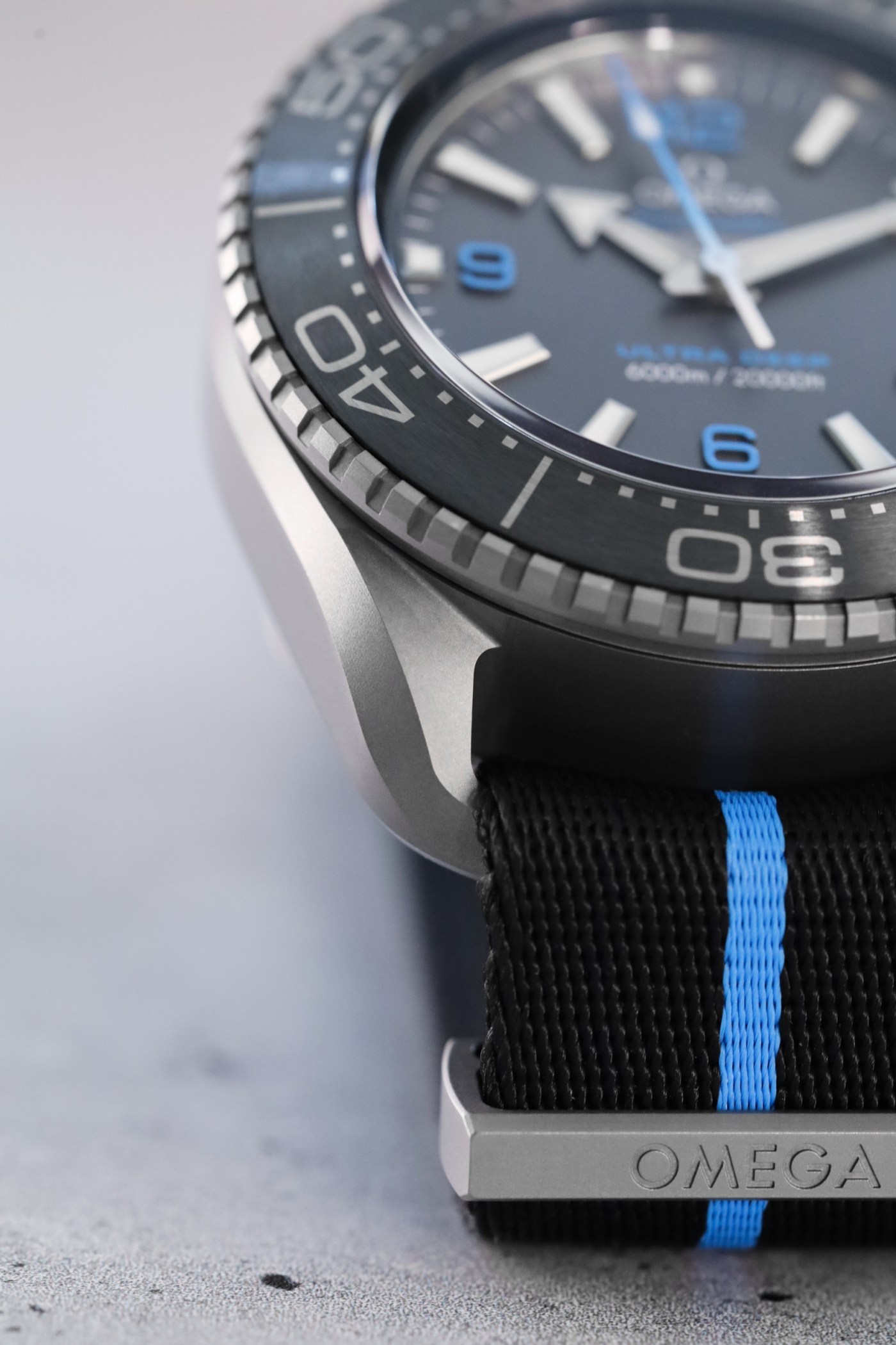 Omega Seamaster Planet Ocean 6000M Ultra Deep Manta lug detail