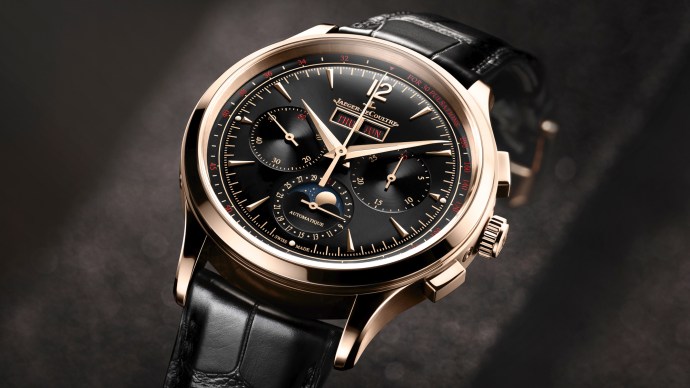 Jaeger LeCoultre Master Control Chronograph Calendar Pink Gold blackdial Ref. Q413257J front